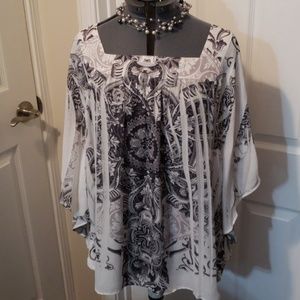 Dress barn Black/White XL Preowned Blouse